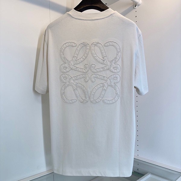 ロエベ コピー ロゴ エンブロイダリークルーネック Tシャツ 2色 lok24536